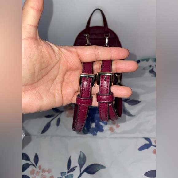 ♠️Kate Spade Natalia Mini Convertible Backpack Cherry Wood Crossbody Quilted - Picture 7 of 15